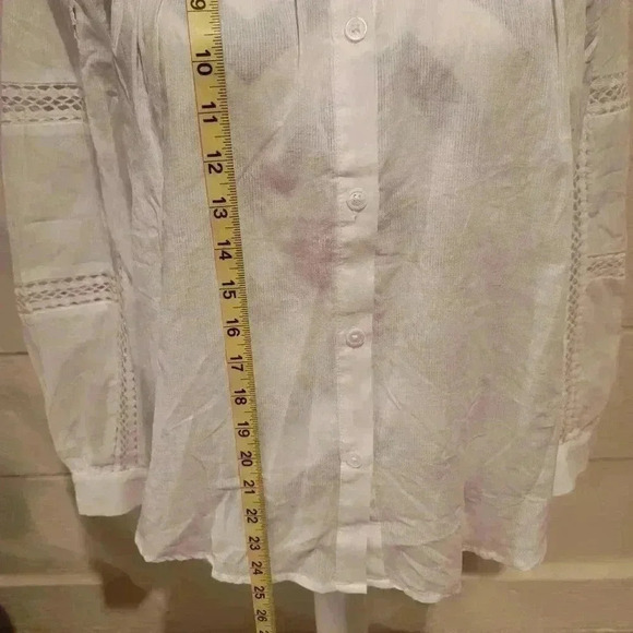 New GOOD HART ByMatilda Jane WhiteCotton Boho Lace  Peasant Button Down Shirt M - Picture 6 of 8